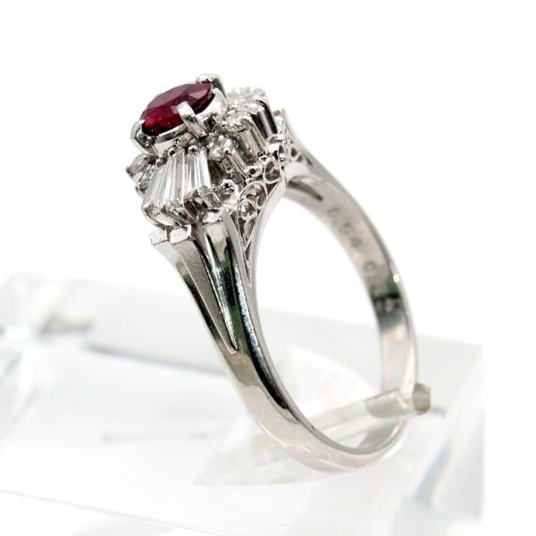 ◎中古美品◎プラチナ ルビー 0.48ct ダイヤ 0.46ct リング 12号 