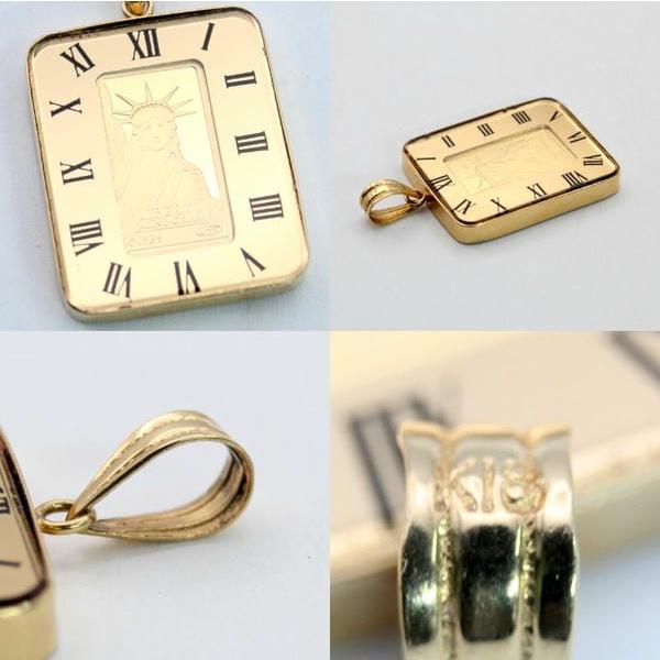 ◎中古美品◎18金枠 純金インゴット（1g） ペンダント : 安藤商事 