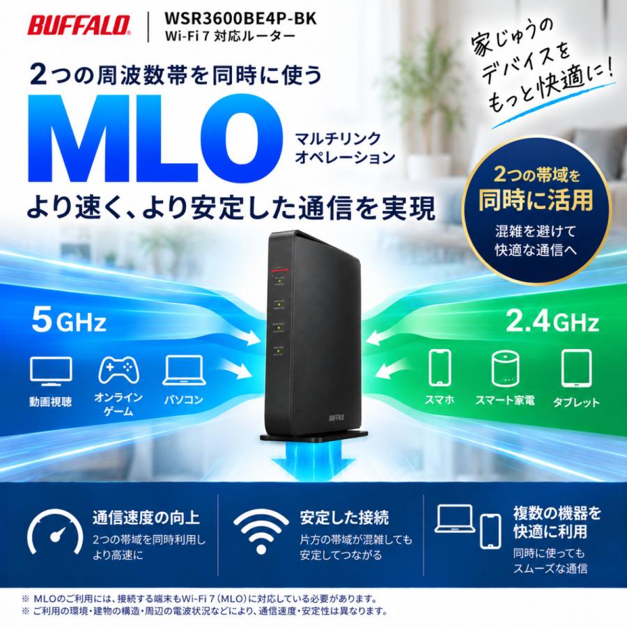 AirStation BUFFALO バッファローWSR3600BE4P-BK 無線LANルーター 最短