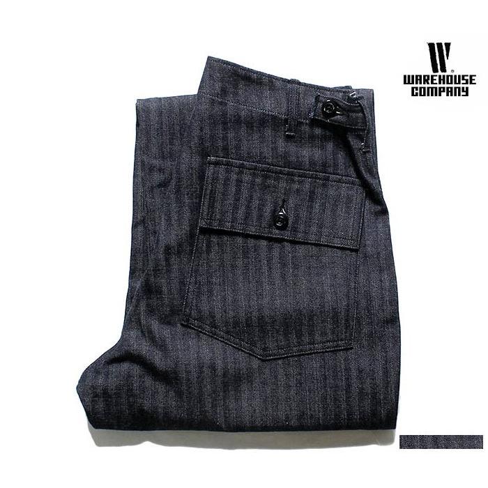 WAREHOUSE ウエアハウス ヘリンボーンデニム ベイカーパンツ ファティーグパンツ (1086-INDIGO-HERRINGBONE