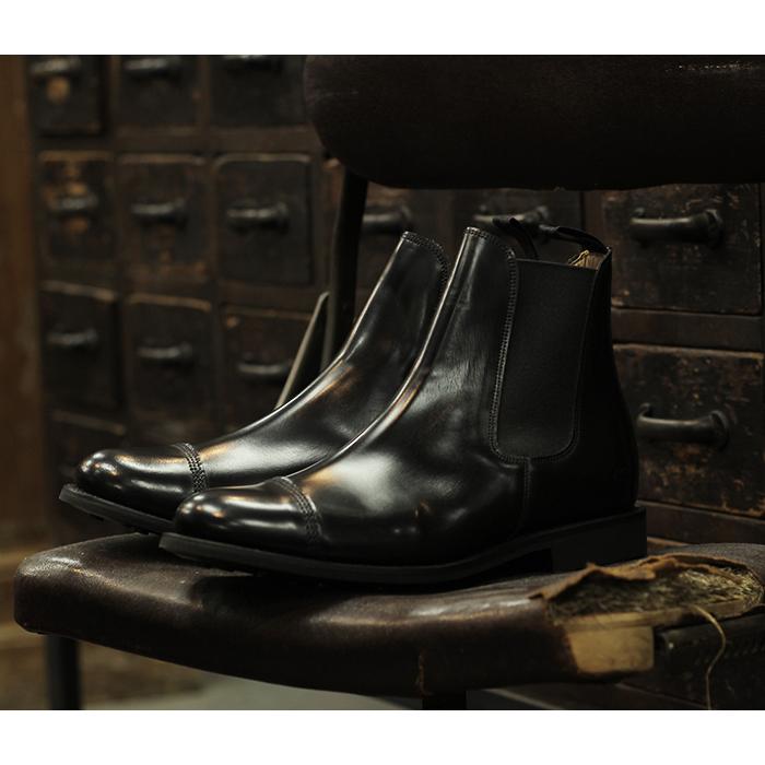 サンダース SANDERS サイドゴアブーツ チェルシー ブーツ シューズ 靴 キャップトゥ ブラック MILITARY CAP TOE  CHELSEA (1140-BLACK)