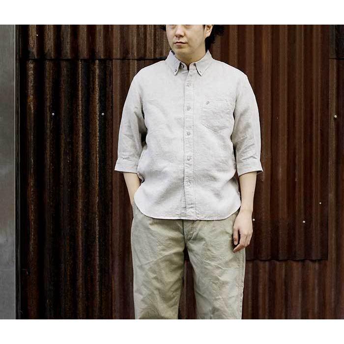 ポイント15倍 フェローズ PHERROW'S フレンチリネン 7分袖 ボタンダウンシャツ 3/4 SLEEVE BUTTON DOWN SHIRTS (22SP7BD1) 22S