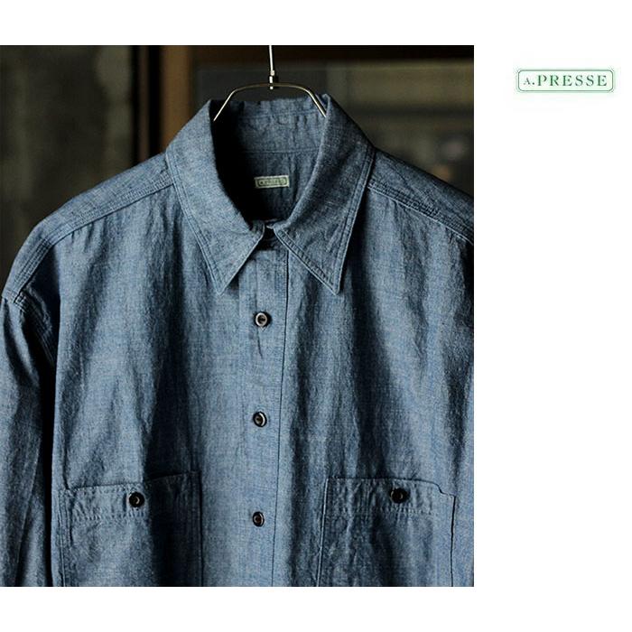 アプレッセ A.PRESSE BB ウォッシュド シャンブレーシャツ BB Washed Chambray Shirt (23AAP-02-09M)  : 23aap-02-09m : アンドフェブヤフー店 - 通販 - Yahoo!ショッピング