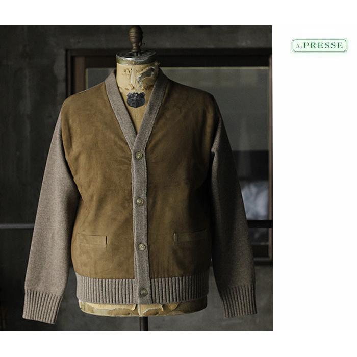 アプレッセ A.PRESSE カシミヤ スウェード コンビネーション