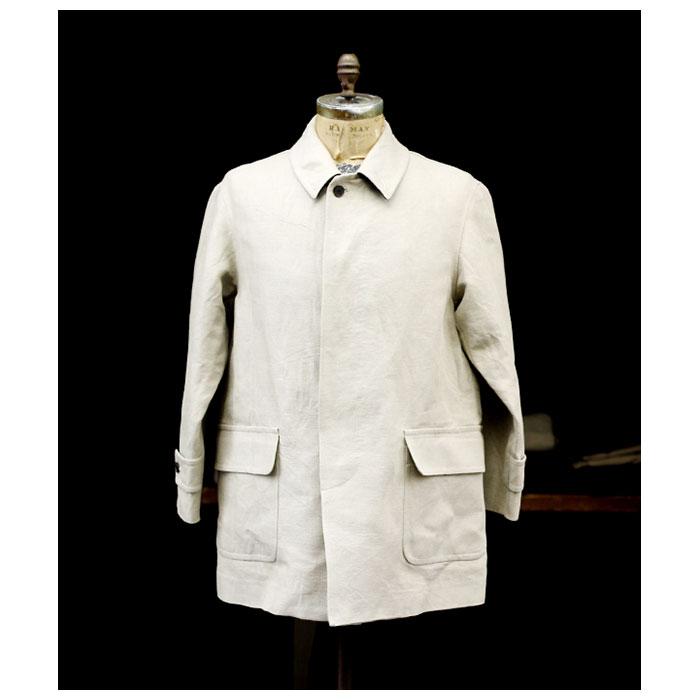 A.PRESSE アプレッセ　リネン　コート　スペインラムレザー切り替え　3 A.PRESSE(ア プレッセ)のLinen Half Coat通販 | 集英社HAPPY