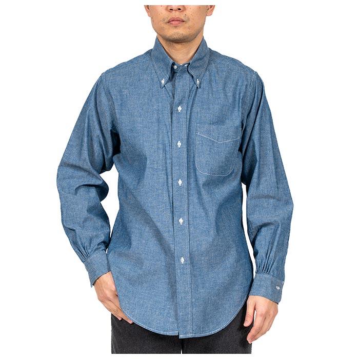 美品 ハイク シャンブレー ボタンダウンシャツ 1 ブルー シャンブレー半袖ボタンダウンシャツ（7201232）｜men（メンズ