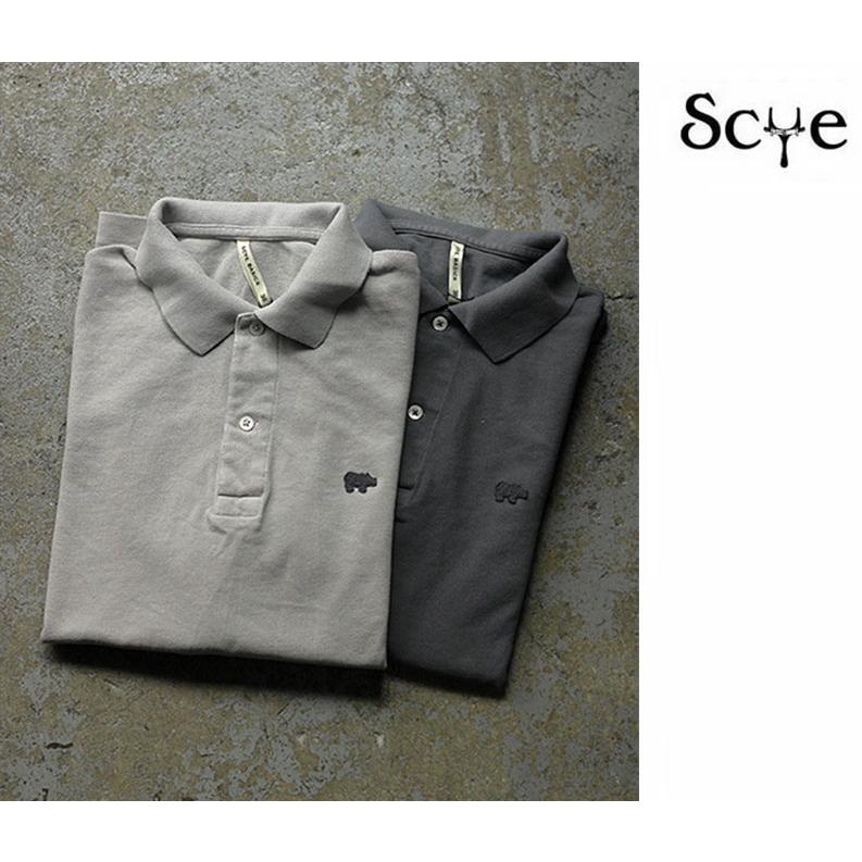 新品 SCYE BASICS コットンピケ ヘンリーネックシャツ ポロシャツ Scye Basics サイベーシックス コットンピケヘンリーネック