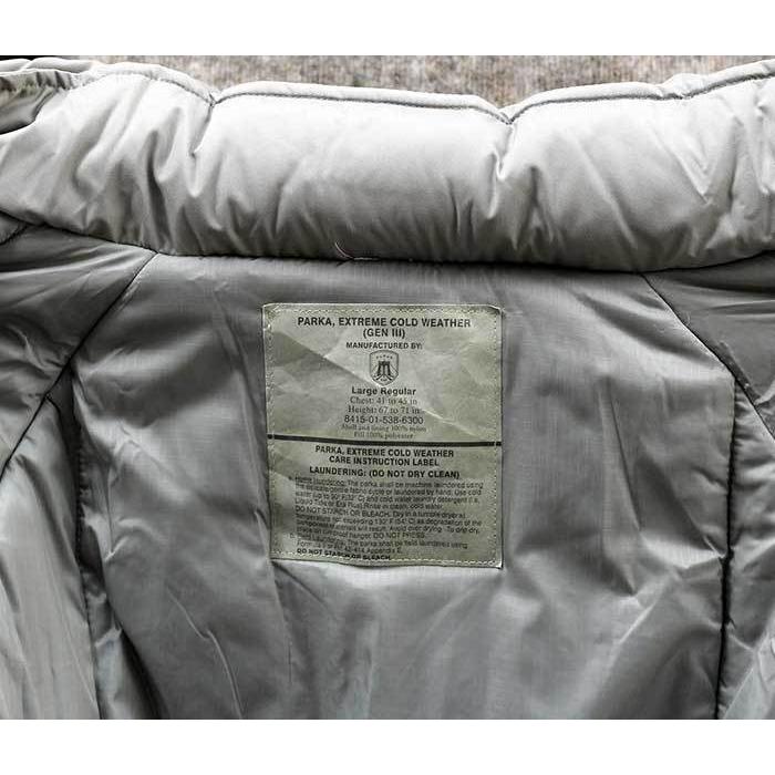 B.A.F社製 ECWCS GENIII LEVEL7 PRIMALOFT FOLIAGE GREEN プリマロフト
