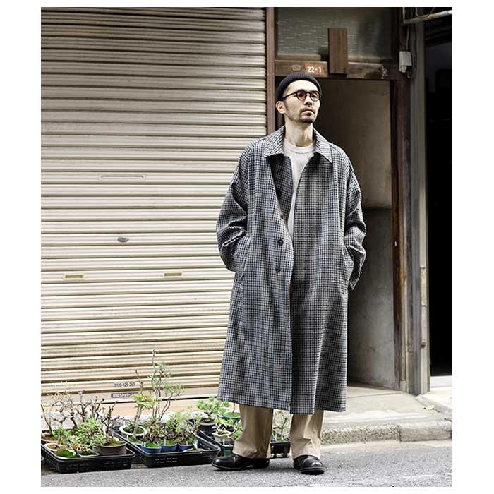 INTERIM インテリム TWEED BELTED OVER COAT
