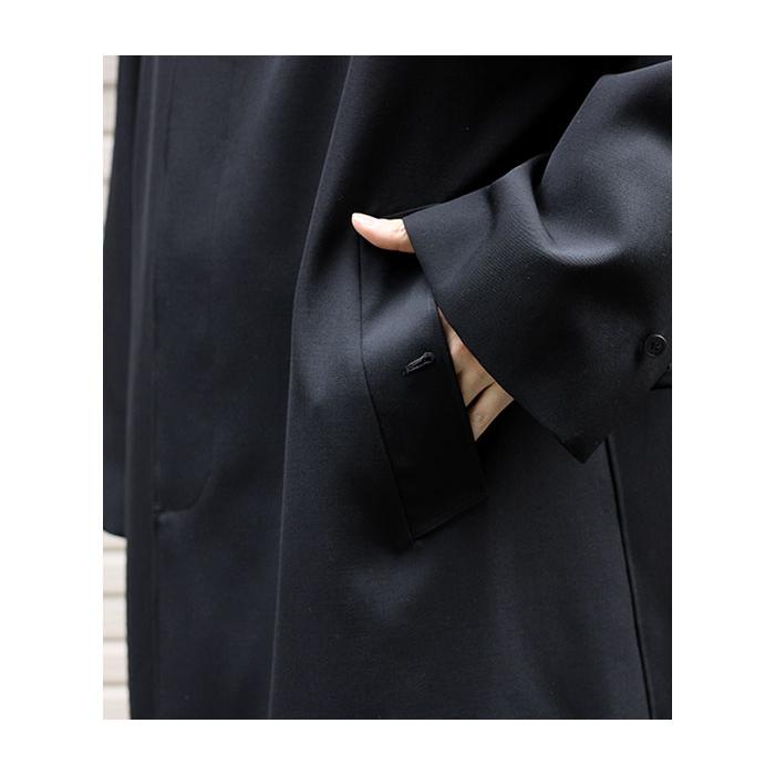 最終値下げINTÉRIM HYPERBIG WOOLGABERDINE COAT インテリム INTERIM HYPER BIG ウールギャバジン PURE BLACK WOOL