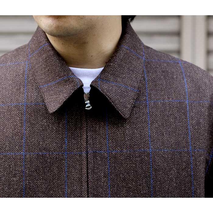 インテリム INTERIM LOVAT TWEED ハリントンジャケット D.BROWN/BLUE 