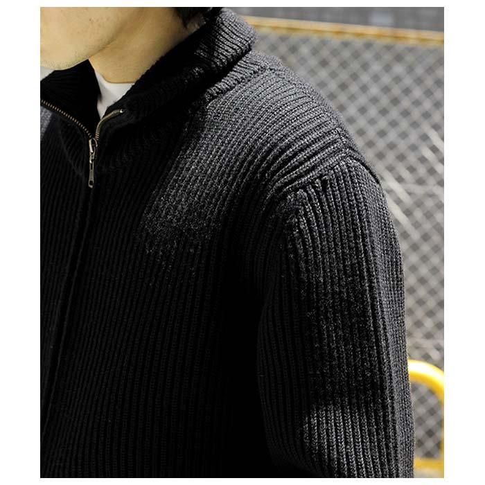 INTERIM ドライバーズニット ジップセーター ブラック4 INTERIM