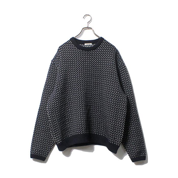 T*.様 INTERIM インテリム　バーズアイニット　ウール/アルパカ　紺　4 インテリム INTERIM バーズアイ ニット セーター ネイビー