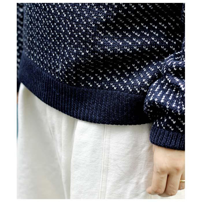 インテリム INTERIM バーズアイ ニット セーター ネイビー