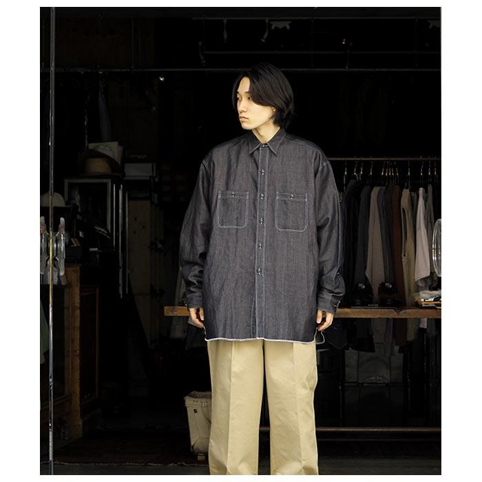 インテリム INTERIM HYPER BIG ミリタリー リネンデニム シャツ