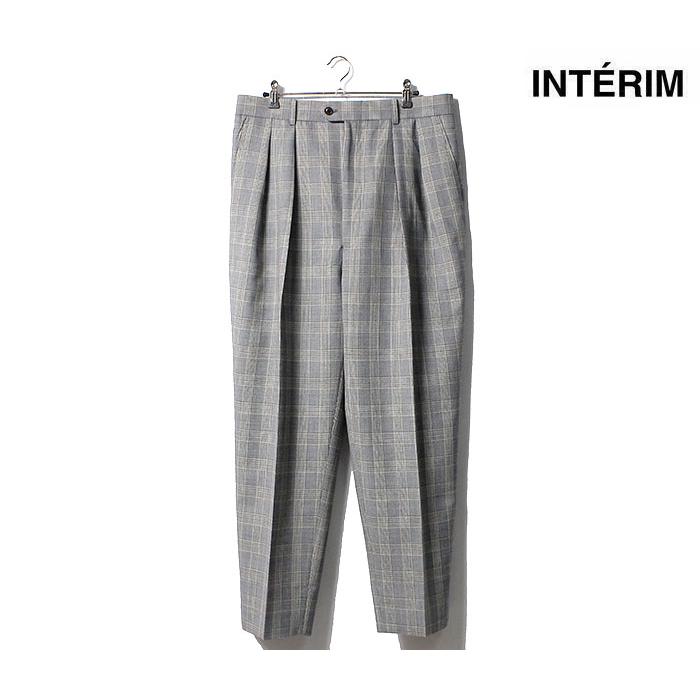 インテリム INTERIM グレーチェック 2タック ワイドテーパード