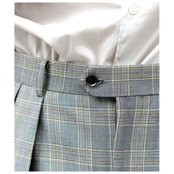 インテリム INTERIM グレーチェック 2タック ワイドテーパード