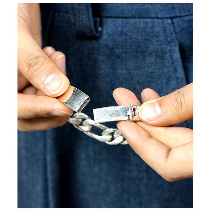 ヴィンテージ シルバー タスコ スリム IDプレート 喜平チェーン ブレスレット ヴィンテージ シルバー タスコ スリム IDプレート 喜平チェーン