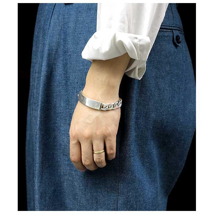 ヴィンテージ シルバー タスコ スリム IDプレート 喜平チェーン ブレスレット ヴィンテージ シルバー タスコ スリム IDプレート 喜平チェーン