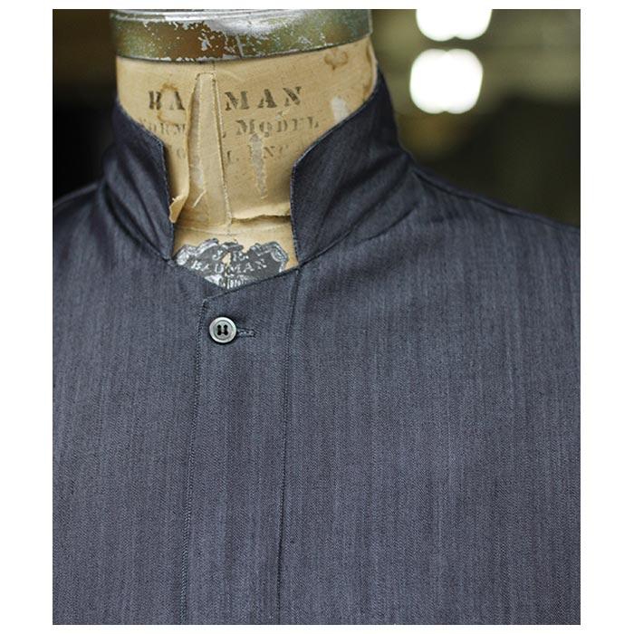 INTERIM ハイパービッグシルクデニムサファリシャツ　サイズ5 美品 INTERIM ハイパービッグシルクデニムサファリシャツ サイズ5 美