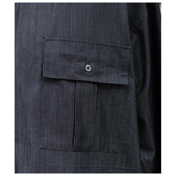 INTERIM ハイパービッグシルクデニムサファリシャツ　サイズ5 美品 INTERIM ハイパービッグシルクデニムサファリシャツ サイズ5 美
