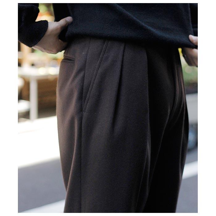 インテリム INTERIM ウール フランネル ドレープ 2タック ストレート