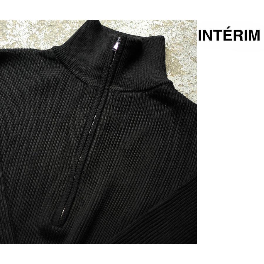 インテリム INTERIM ウール シルク カシミヤ デッドストック ヤーン ダブル リブ ハーフジップ ニット (IT25A149) | 