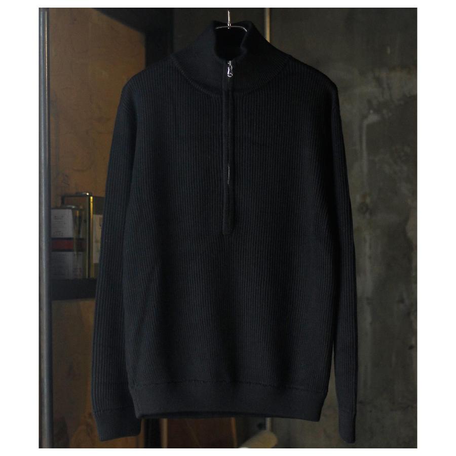 インテリム INTERIM ウール シルク カシミヤ デッドストック ヤーン ダブル リブ ハーフジップ ニット (IT25A149) |  | 01