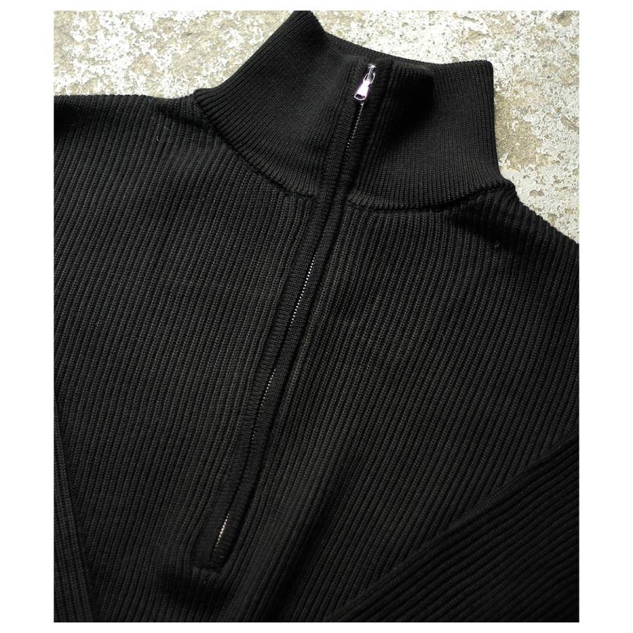 インテリム INTERIM ウール シルク カシミヤ デッドストック ヤーン ダブル リブ ハーフジップ ニット (IT25A149) |  | 03