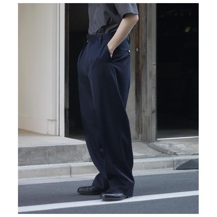 インテリム INTERIM ヴァージン ウール ギャバジン 1タック ワイド