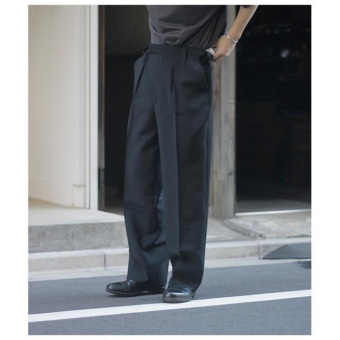 INTERIM インテリム シルク＆ウール 2タックスラックス 24AW インテリム INTERIM シルク アンド ウール スモーキング 2タック