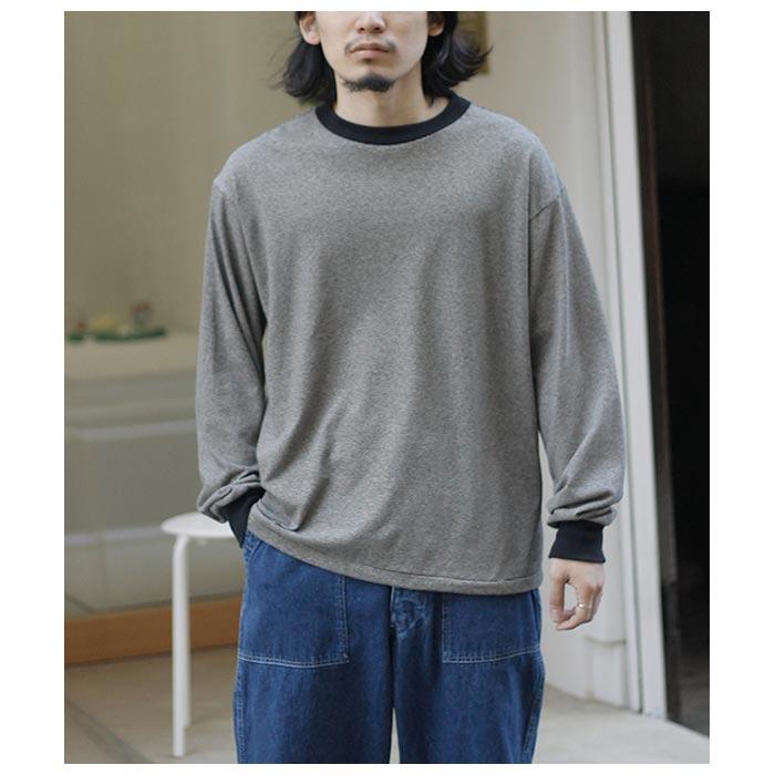 インテリム INTERIM コットン ヘンプ ボーダー ロングスリーブ Tシャツ