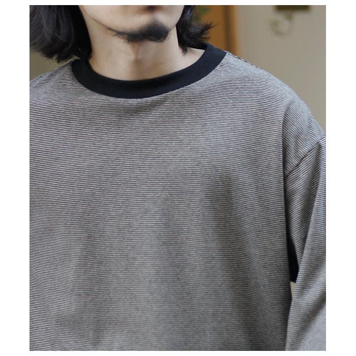 インテリム INTERIM コットン ヘンプ ボーダー ロングスリーブ Tシャツ