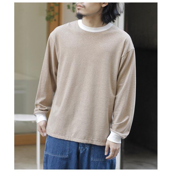 インテリム INTERIM コットン ヘンプ ボーダー ロングスリーブ Tシャツ
