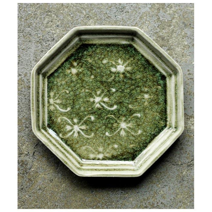 小林哲生 笠間焼 灰釉 八角皿 更紗文様 (KT-1) |  | 01