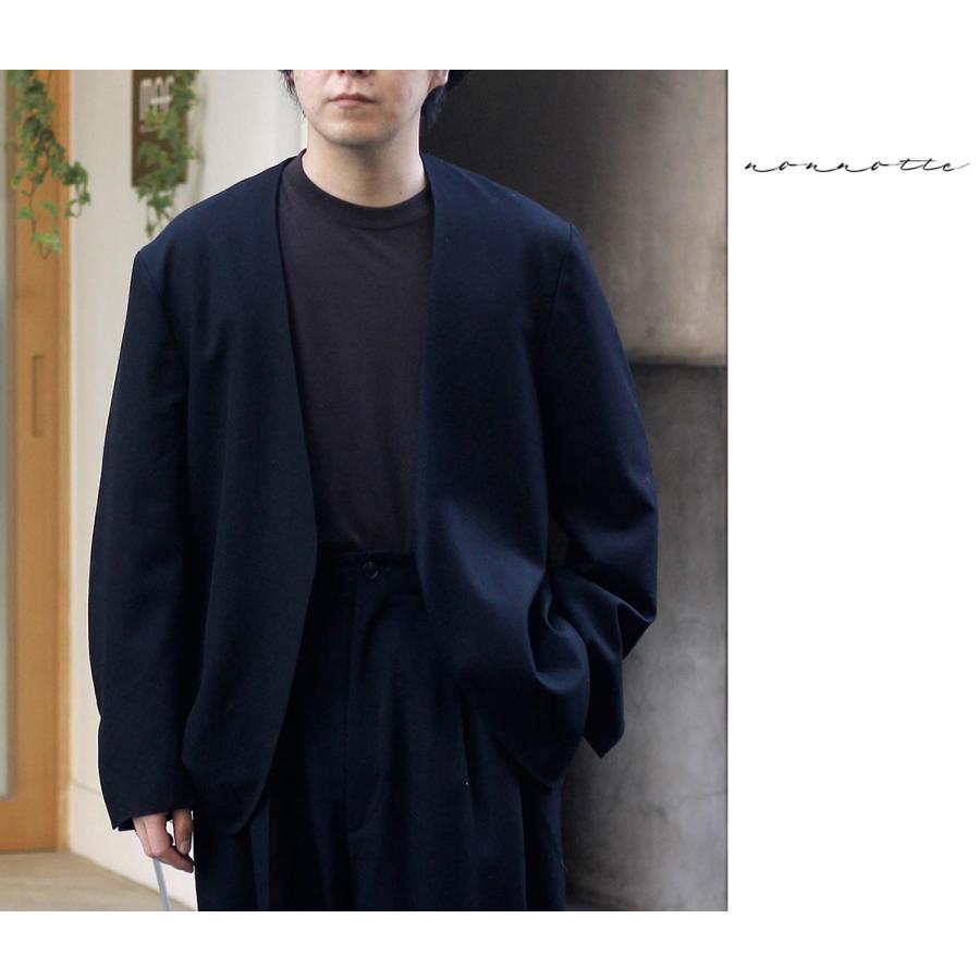 ノノット NONNOTTE ウール ギャバジン ドレーピング ノーカラー