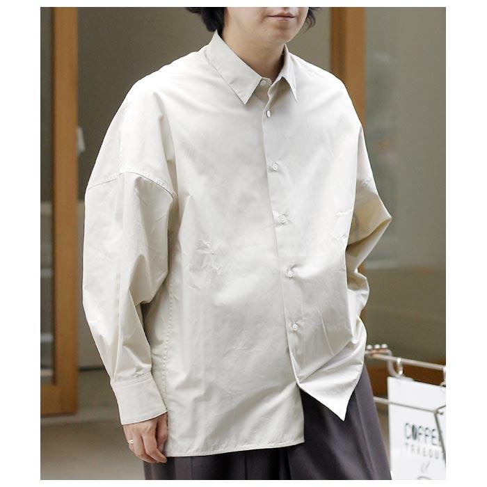 【nonnotte】オーバーサイズドレーピングシャツ　白 ノノット NONNOTTE クリア ヘビーブロード クロス ドレーピングシャツ