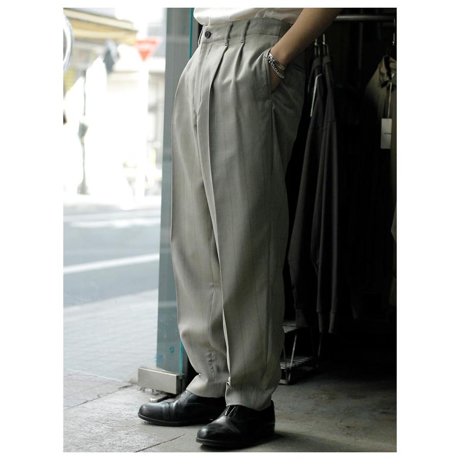 nonnotte ウール テーパードパンツ ノノット NONNOTTE ウールシルク ゴースト プレイド 2タック ワイド