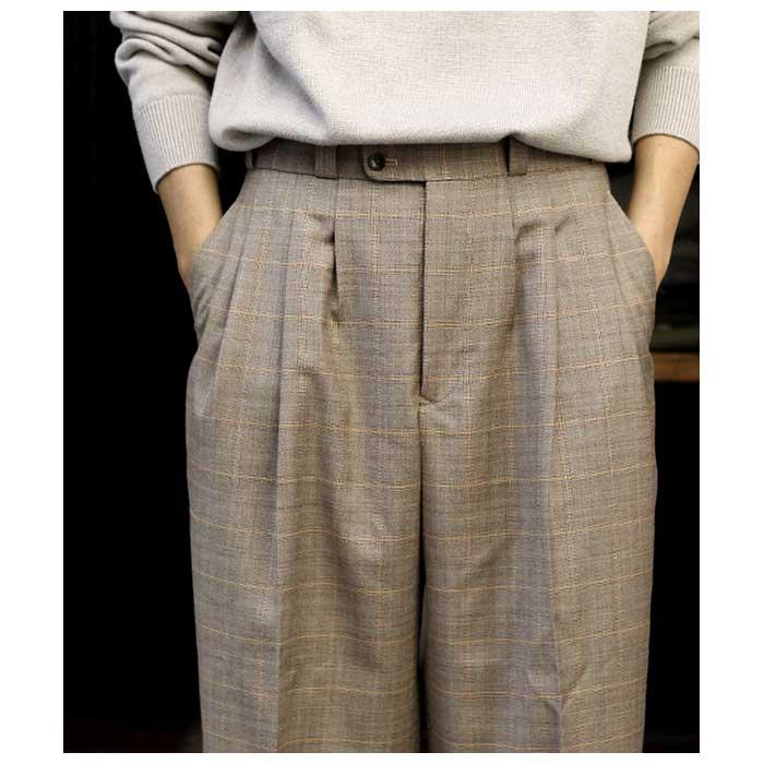 根津洋品店 NEZU YOHINTEN ウールウィンドウペン テーパード タンゴ