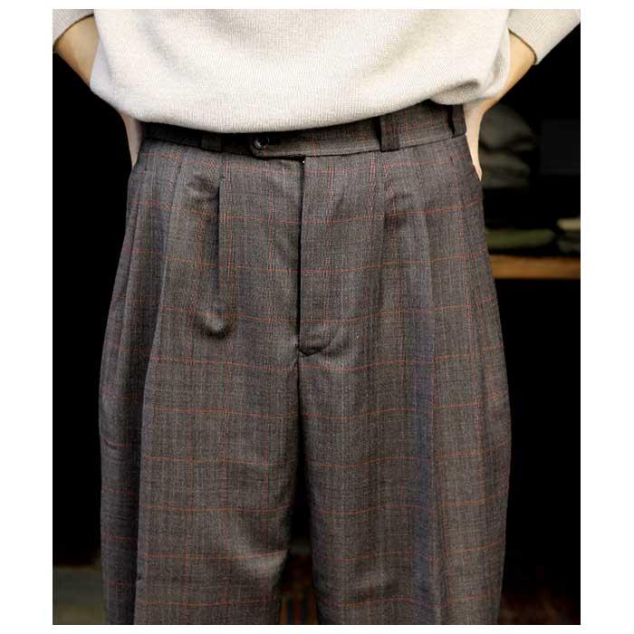 根津洋品店 NEZU YOHINTEN ウールウィンドウペン テーパード タンゴ