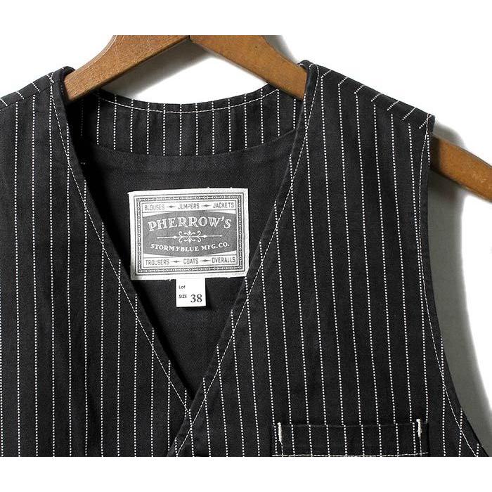 フェローズ PV1-W ブラックウォバッシュ 42 ワークベスト 日本製 Pherrow's（フェローズ） ブラックウォバッシュ ベスト ジレ (PV1