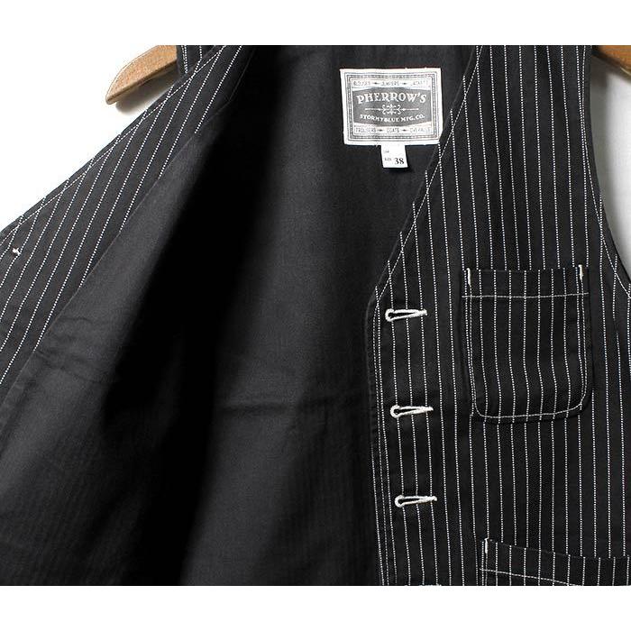 フェローズ PV1-W ブラックウォバッシュ 42 ワークベスト 日本製 Pherrow's（フェローズ） ブラックウォバッシュ ベスト ジレ (PV1