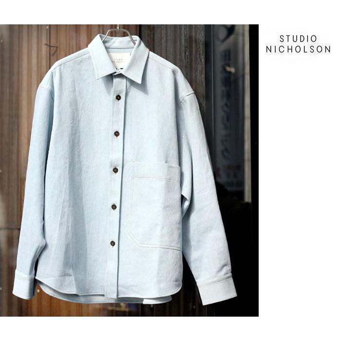 STUDIO NICHOLSON ICE BLUE ローパッチポケットシャツ M STUDIO NICHOLSON ICE BLUE ローパッチポケットシャツ M STUDIO