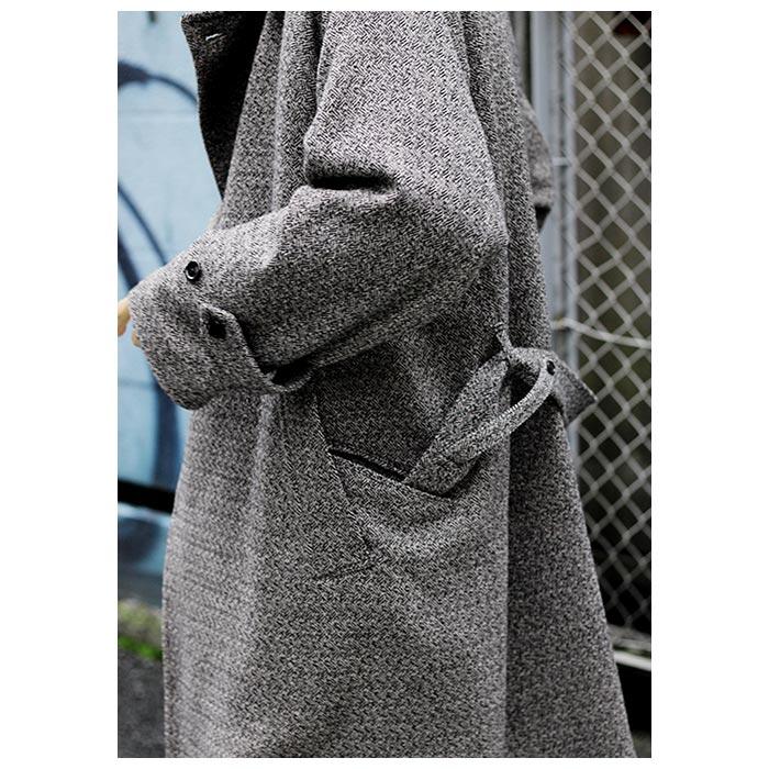 【タイムセール】 ULTERIOR ウールシルクツイードショールカラーコート ULTERIOR WOOL SILK TWEED S/C COAT - NAVY - PURAS