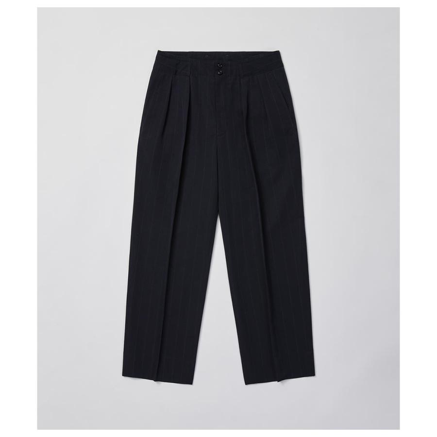 アルテリア ULTERIOR ウール 和紙 ストライプ タック トラウザー