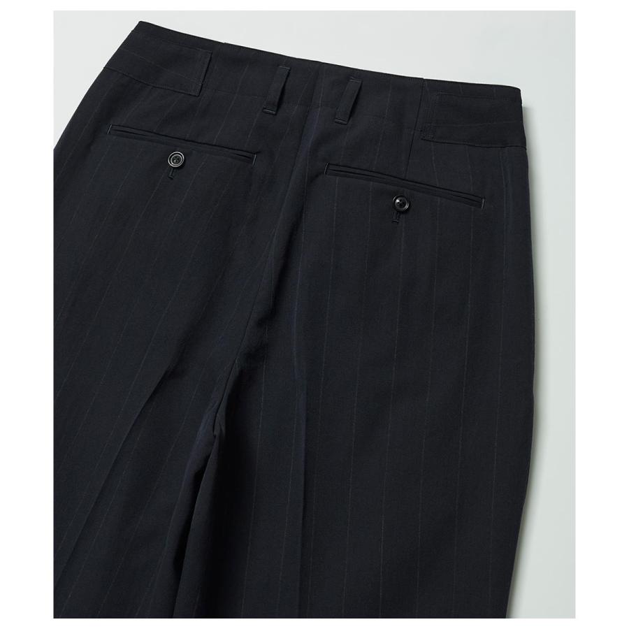 アルテリア ULTERIOR ウール 和紙 ストライプ タック トラウザー