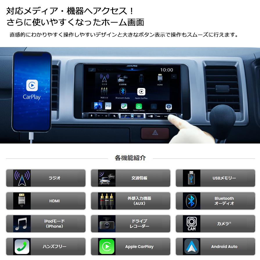 DA7Z アルパイン 7型 DA apple CarPlay/androidauto対応USB/Bluetooth/HDMI 2DINディスプレイオーディオ(ディスプレイサイズ2DIN/本体サイズ1DIN)｜andrive｜03