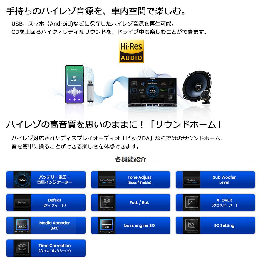 DA7Z アルパイン 7型 DA apple CarPlay/androidauto対応USB/Bluetooth/HDMI 2DINディスプレイオーディオ(ディスプレイサイズ2DIN/本体サイズ1DIN)｜andrive｜04