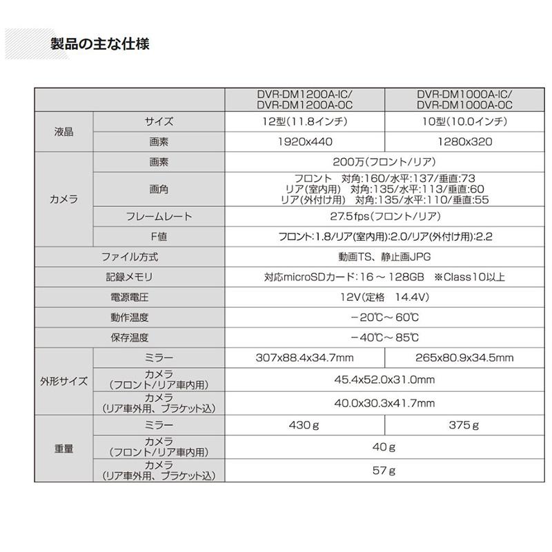 DVR-DM1000A-IC＋KTX-M01-HI-200-6 アルパイン ドラレコ搭載10型デジタルミラー(車内用リアカメラモデル)本体＋トヨタ 200系6型ハイエース専用取付キット｜andrive｜10