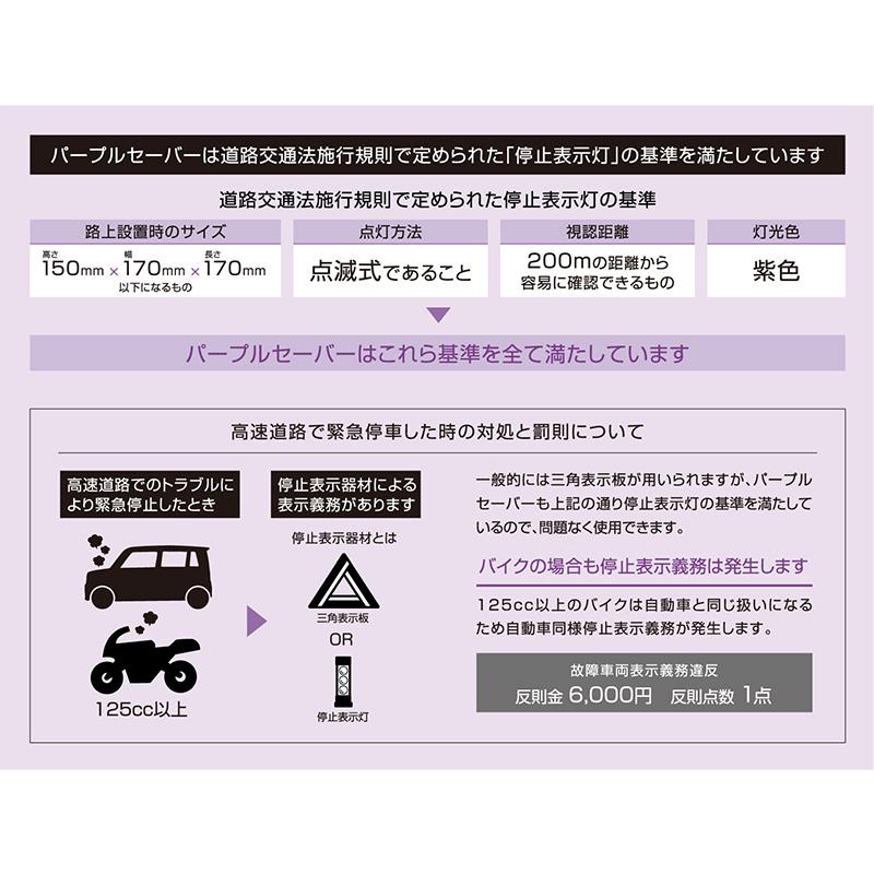 6910＋6904 amon エーモン工業 PURPLE SAVER(パープルセーバー)＆LED非常信号灯セット 車検対応 発煙筒代替 停止表示灯 非常灯 三角表示板 | amon | 05